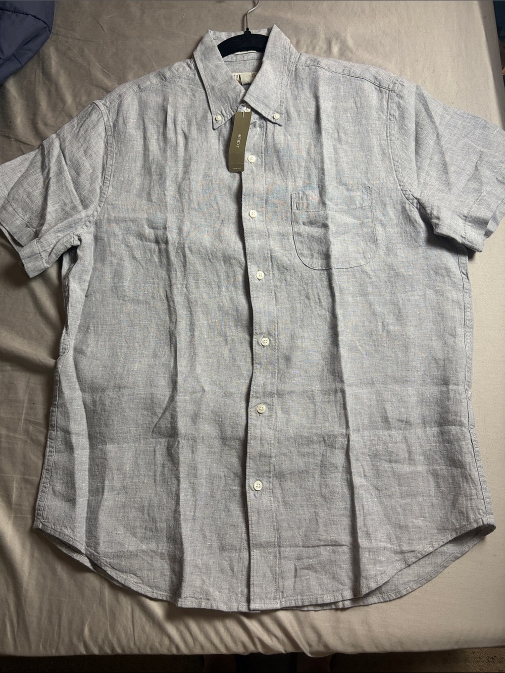 JCrew Irish Linen short sleeve shirt in blue grey. NWT. - Picture 1 of 7